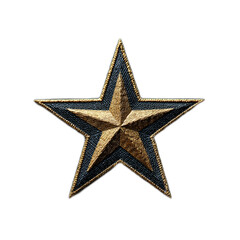 Detailed Isolated Single Star Badge on a Contrasting Background with Elegant Stitching and Artistic Design Elements for Creative Projects