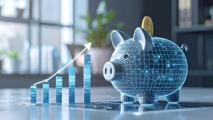 Digital Piggy Bank Concept Financial Growth and Investment Strategy Visualization - Powered by Adobe