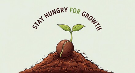 Sprout emerging from soil, symbolizing growth and the pursuit of development.