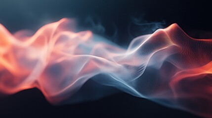 Obraz premium Abstract, vibrant, flowing, digital, wave, energy, particles, smoke, design, dynamic, motion, futuristic, 