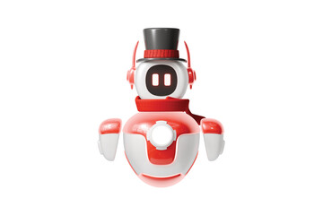 3d santa ai robot icon. christmas chatbot concept. Minimal cartoon santa bot mascot helper for christmas website hero banner. isolated on white background. 3d render.
