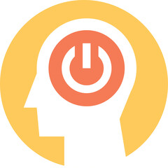 switch on your brain flat web icon concept