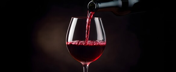 Crimson wine slowly fills a classy goblet with rich liquid delight
