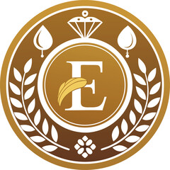 Elegant golden monogram design template with letter l