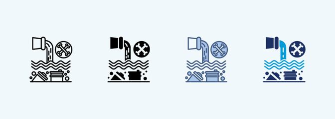 water pollution multiple style icon collection