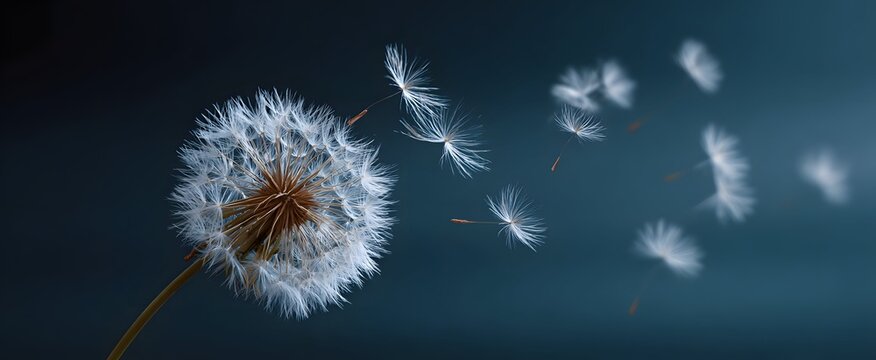 Dandelion seeds drift like tiny parachutes on a lazy whisper of air.