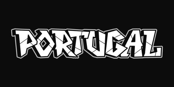Portugal country name in graffiti street art style