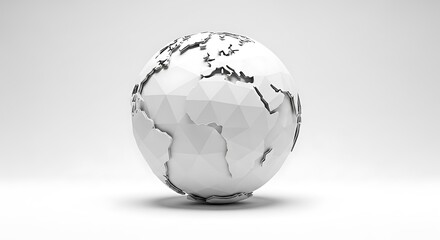 Minimalist White Globe with Black Outlines on a Clean Background.