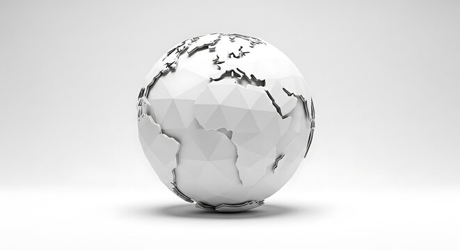 Minimalist White Globe with Black Outlines on a Clean Background.