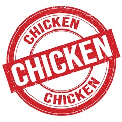 CHICKEN text written on red round stamp sign