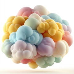 Pastel Bubble Cloud in 3D Abstract Dreamy Composition with Soft Texture