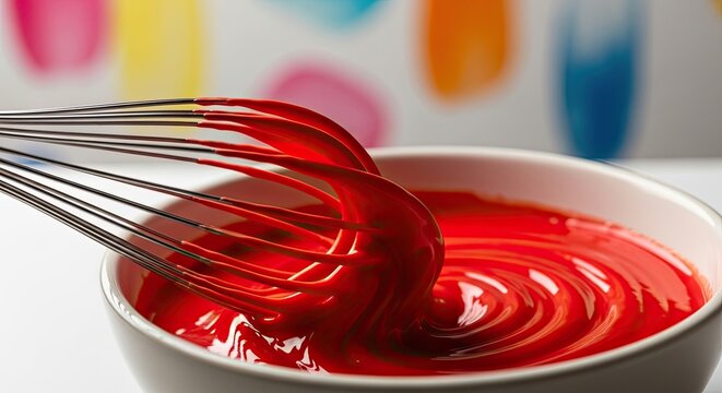 Vibrant Abstract Expressionism of a Whisk Stirring Red Liquid with Dynamic Energy..jpeg
