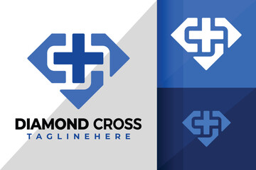 Diamond Cross Health Care Logo Logos Design Element Stock Vector Illustration