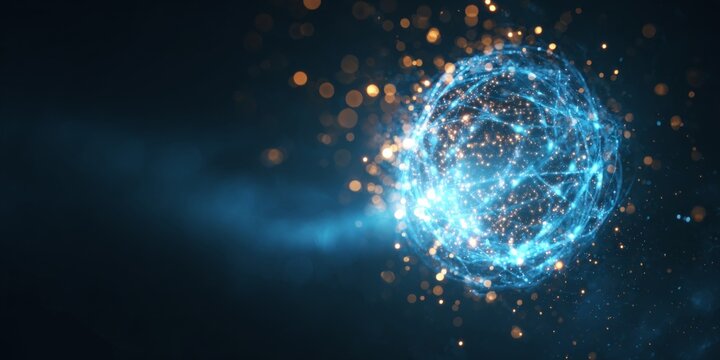 A Stunning Visualization of a Glowing Sphere of Light Representing Connectivity and Data Transmission in a Digital Universe