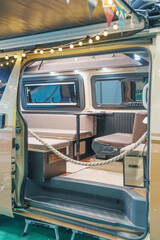 Interior space of a modern camping RV