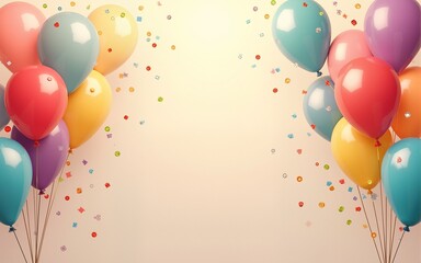 Family reunion celebration banner with colorful balloons and confetti. High quality