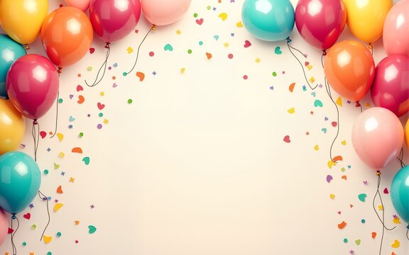 Family reunion celebration banner with colorful balloons and confetti. High quality