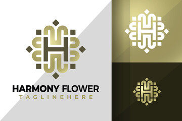 Letter H Beauty Flower Ornament Logo Icon Vector Design Illustration