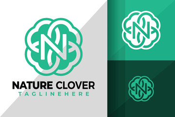 Letter N Nature Clover Logo Icon Vector Design Illustration