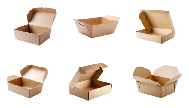 Set of food container box isolated.