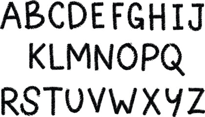 Hand drawn alphabet letters black and white