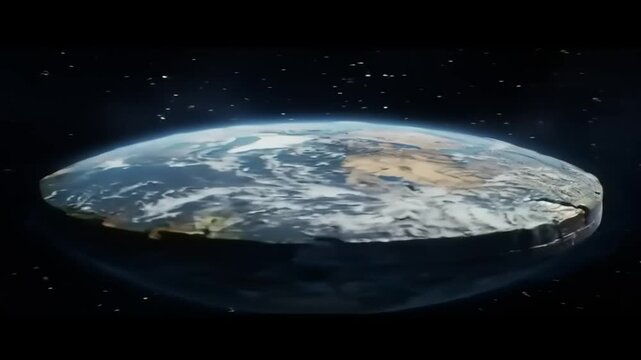 Flat Earth Concept Floating In Space.