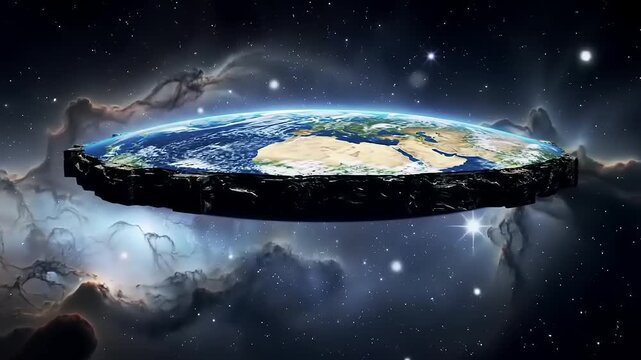 Flat Earth Concept in Space with Nebulae.