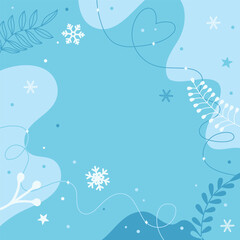 Winter holidays templates. Christmas social media post with snowflakes and winter plants.Vector illustration for mobile apps, banner design, greeting cards, sales.