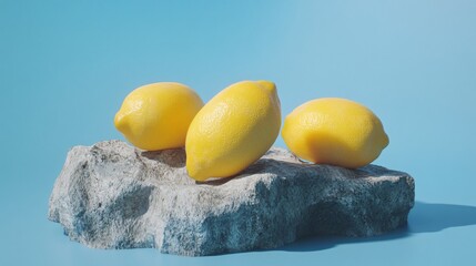 Vibrant yellow lemons on rocky surface