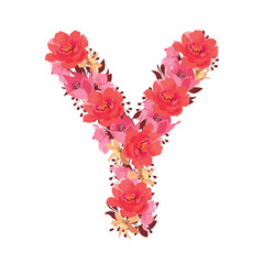 Vector floral letter, capital character Y