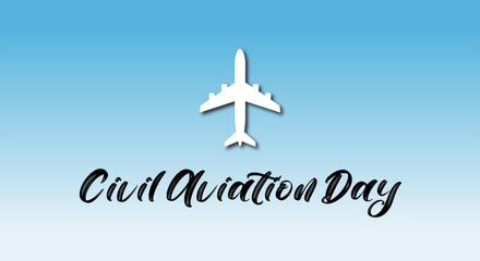 International Civil Aviation Day Background with Airplane Silhouette and Gradient Sky