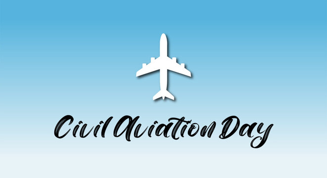 International Civil Aviation Day Background with Airplane Silhouette and Gradient Sky