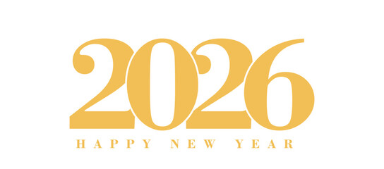 2026 Happy New Year logo text design Gold elements. 2026 number design template Vector illustration.