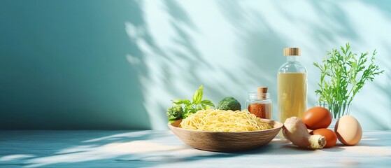 Classic Pasta Dish with Seasonings and Vegetables