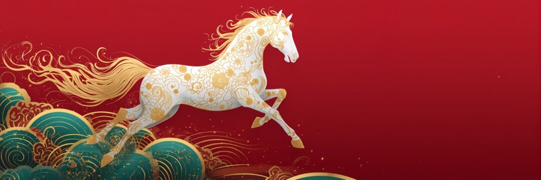 Chinese New Year 2026 themed background and banner templates, horse zodiac sign, Happy Chinese New Year 2026