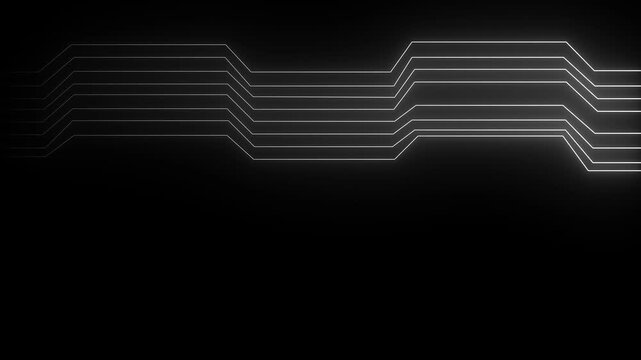 abstract glowing neon futuristic circuit line animation on black background. abstract blue technology background with neon lines seamless looping animation. 4k video.