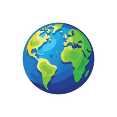 Vibrant cartoon illustration of the planet Earth globe isolated on white