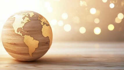Video A wooden globe sitting on a table