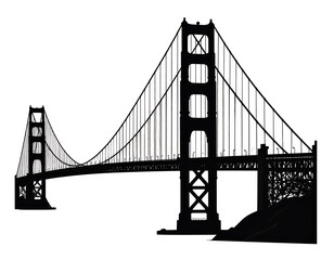 Obraz premium Golden Gate Bridge silhouette: iconic san francisco landmark against white backdrop