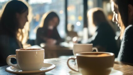 Video A group of friends gathered around a table, sipping their morning coffee