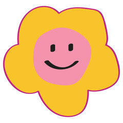 Pastel Yellow Cute Flower – Hand-Drawn Childlike Floral Vector Illustration