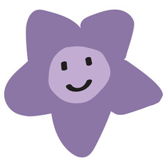 Pastel Purple Star-Shaped Flower – Cute Childlike Hand-Drawn Floral Vector