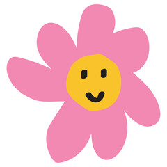 Cute Pastel Pink Small Flower – Childlike Hand-Drawn Floral Vector Doodle