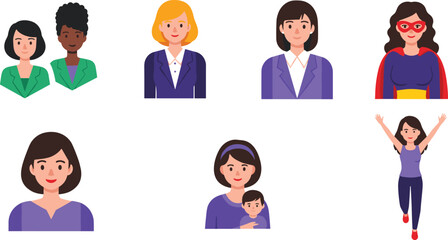 Diverse group of women in various professions and roles celebrating empowerment