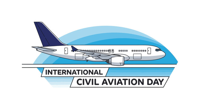 Vector Illustration for International Civil Aviation Day Celebration with Airplane Icon