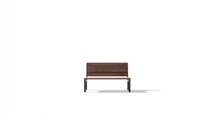 A simple wooden bench with a minimalist design placed against a white background, perfect for concepts related to relaxation, outdoor spaces, or urban design