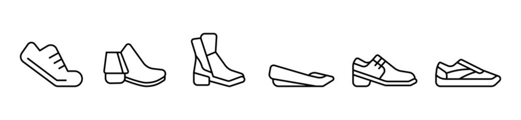Man and woman shoes line icons. Editable stroke. Vector illustration