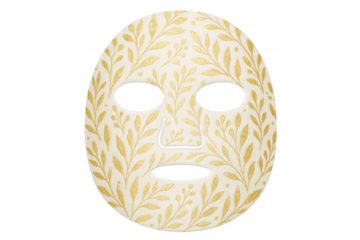 Sheet face mask design illustrating effective skincare and wellness, showing a floral pattern. Transparent background