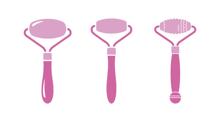 Colorful icon of a cosmetic face roller, set against a white background.

