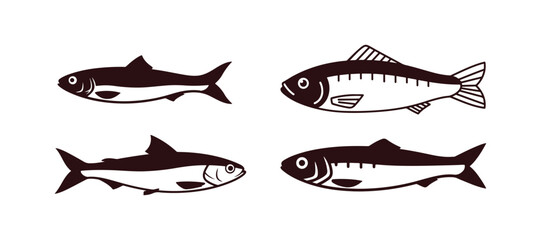 Glyph icon of sardines, showcasing seafood and fish, pilchard vector graphic, vector design, solid sign with editable stroke